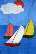 Sailboats Flag on Lt Blue - 3 x 4.5 ft