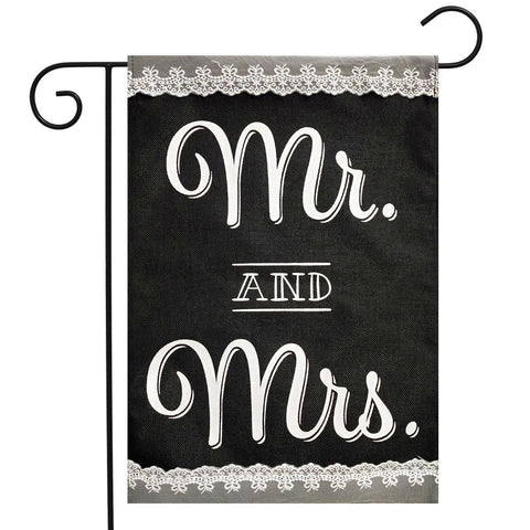 Mr. & Mrs. Wedding Burlap Garden Flag -- 12.5 x 18 in