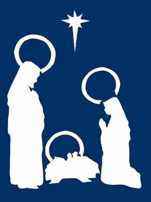 Nativity Silhouette Flag on Navy - 12 x 18 in
