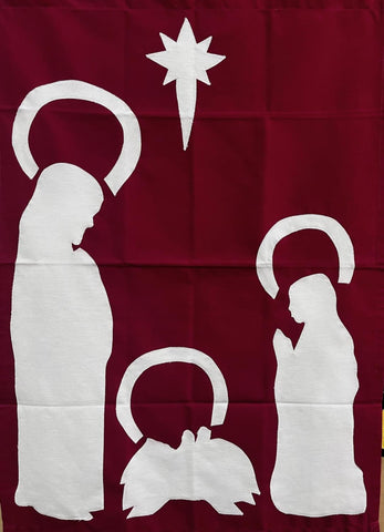 Nativity Silhouette Flag on Burgundy - 3 x 4.5 ft