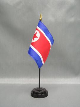 North Korea Stick Flag - 4 x 6 in (bases sold separately)