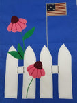 Patriotic Coneflower Fence Flag on Royal - 12 x 18 in