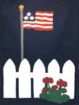 Patriotic Geranium Fence Flag on Navy - 3 x 4.5 ft