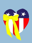 Patriotic Heart w/ribbon Flag on Lt Blue - 12 x 18 in