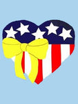 Patriotic Heart w/ribbon Flag on Lt Blue - 3 x 4.5 ft