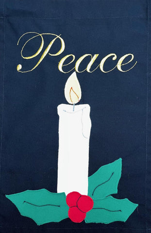 Peace Candle Flag on Black - 12 x 18 in