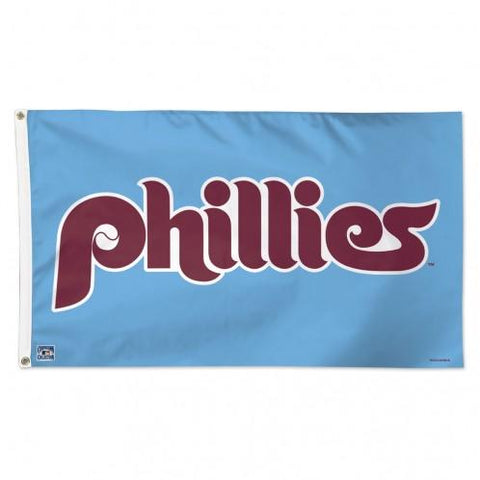 Phillies - 3 x 5 ft Deluxe Flag - Cooperstown Lt Blue