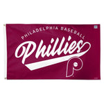 Phillies - 3 x 5 ft Deluxe Flag - Cooperstown BURGUNDY