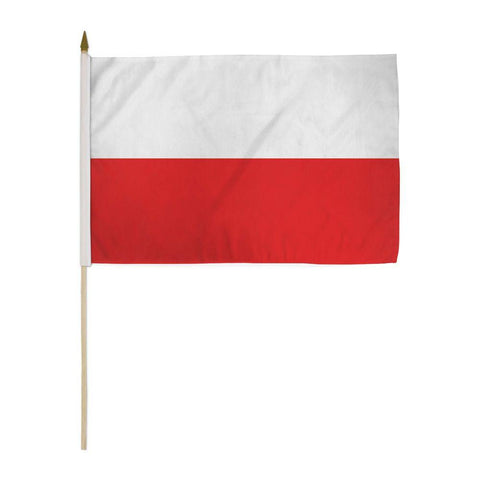 Poland Stick Flag - 12 x 18 in