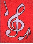 Musical Note Flag on Red - 12 x 18 in