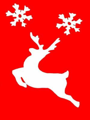 Reindeer Snowflakes Flag on Red- 3 x 4.5 ft