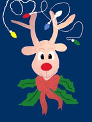 Reindeer with Lights Flag on Navy- 3 x 4.5 ft
