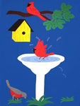 Birdbath and Birdhouse Flag on Royal - 3 x 4.5 ft