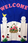 Welcome Gate Flag on Royal - 3 x 4.5 ft