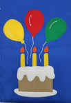 Birthday Cake Flag on Royal - 12 x 18 in
