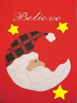 Believe Santa Flag on Red - 12 x 18 in