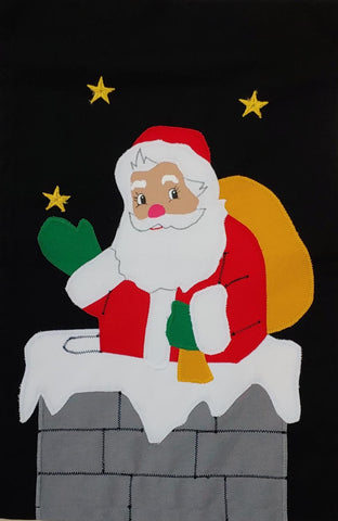 Santa in Chimney on Black - 12 x 18 in