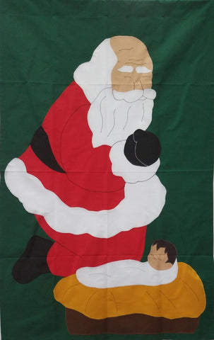 Santa and Jesus Flag on Hunter - 28 x 40 in