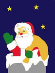 Santa in Chimney Flag on Navy - 3 x 4.5 ft