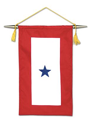 Service Star Flag 3 Stars - Satin - 8 x 15 in with hanger bar