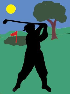 Silhouette Male Golfer Flag on Lt Blue- 3 x 4.5 ft