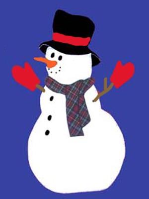 Snowman with Mittens on Royal - 12 x 18 in
