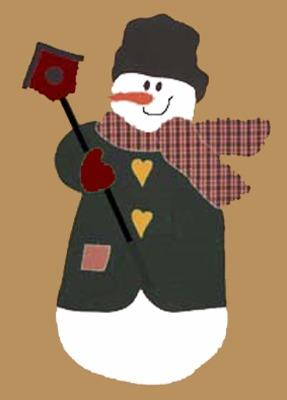 Snowman with Birdhouse Flag on Khaki - 28 X 40 in