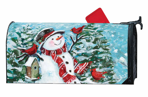 Snowman with Cardinals MailWraps® Mailbox Cover