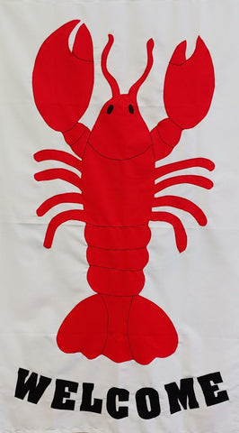 Lobster Welcome Flag on White - 3 x 4.5 ft