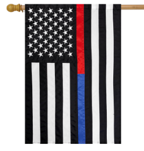 Thin Blue & Red Line U.S. Flag - poly sewn - 28 x 50 in