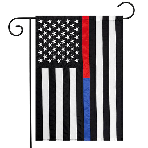 Thin Blue & Red Line U.S. Flag - poly sewn - 12.5 x 18 in