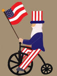 Uncle Sam on Bike Flag on Khaki - 3 x 4.5 ft