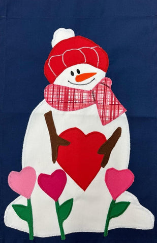Valentine Snowman on Navy - 12 x 18 in