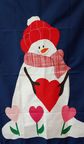 Valentine Snowman Flag on Navy - 3 x 4.5 ft