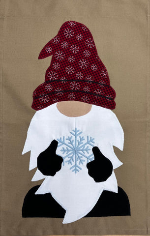 Winter Gnome Flag on Khaki - 12 x 18 in