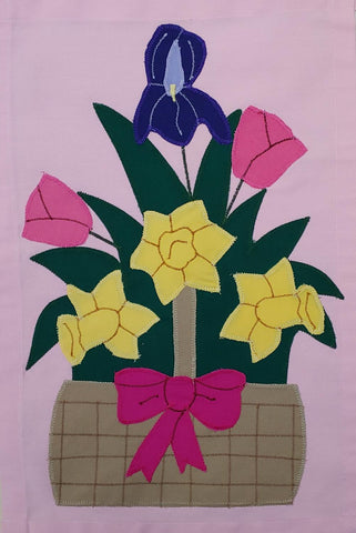 Spring Basket Flag on Pink - 12 x 18 in