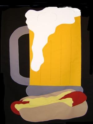 Beer Mug and Hotdog Flag on Black - 3 x 4.5 ft