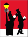 Carolers Silhouette Flag on Red - 12 x 18 in