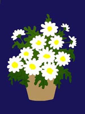 Potted Daisy on Navy - 12 x 18 in