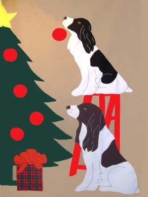 Christmas Tree Decorating Dogs Flag on Khaki - 3 x 4.5 ft