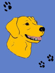 Yellow Lab with Paw Prints Flag on Blue - 3 x 4.5 ft