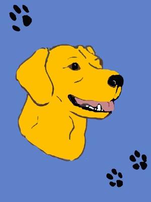 Yellow Lab with Paw Prints Flag on Blue - 3 x 4.5 ft