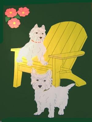 Adirondack Chair with Dogs Flag on Hunter - 3 x 4.5 ft
