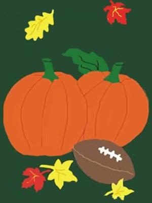 Pumpkin and Football Flag on Hunter - 28 x 40 in
