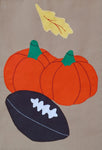 Pumpkin and Football Flag on Khaki - 12 x 18 in