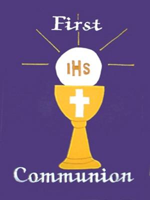 First Communion Flag on Purple - 12 x 18 in