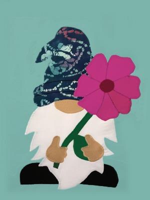 Gnome holding flower Flag - 12 x 18 in