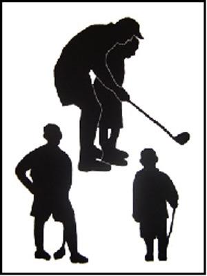 3 Golfers Silhouette Flag on White - 12 x 18 in