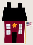 Saltbox House w/ Flag on White - 12 x 18 in