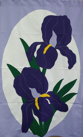 Irises in Oval Flag on Lilac - 3 x 4.5 ft